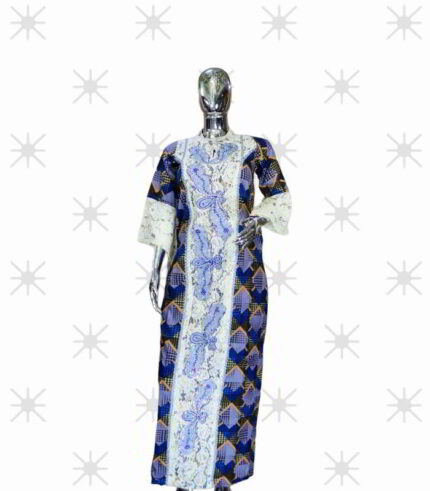 Mofe Collection Ankara Boubou Kaftan: Embroidered Radiance with Shining Stone Accents
