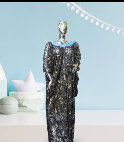 Nkem Collection: Abaya Kaftan with Blue Bead Embellishments
