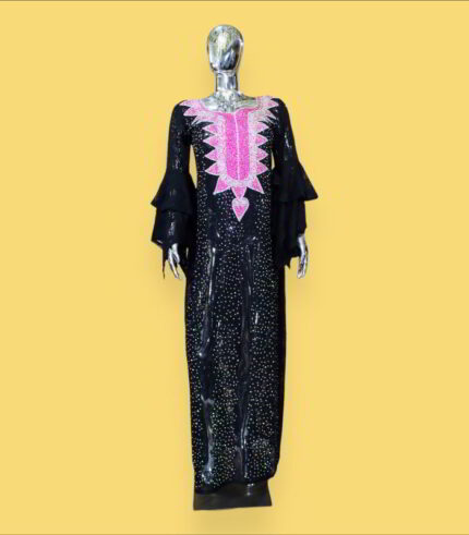 Oreofe Collection: Boubou Kaftan with Baby Pink Embroidery