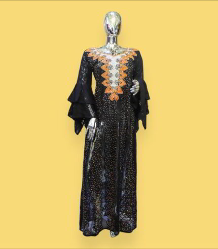 Oreofe Collection: Boubou Kaftan with Orange Embroidery