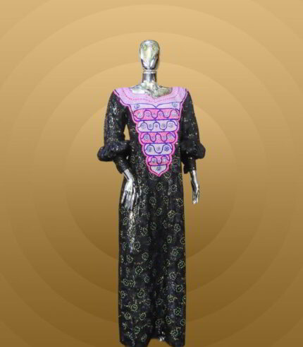 Bola Collection: Boubou Kaftan - Embroidered Elegance with Exquisite Rhinestone Accents