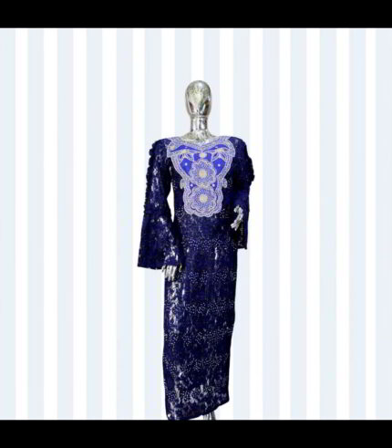 Bolu Collection: Golden Gala Boubou Kaftan - Embellished Embroidery with Sparkling Stones