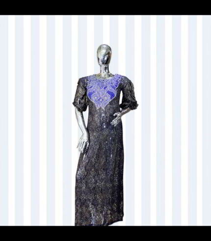 Bolu Collection: Coral Cascade Boubou Kaftan - Handcrafted Embroidery and Radiant Stones