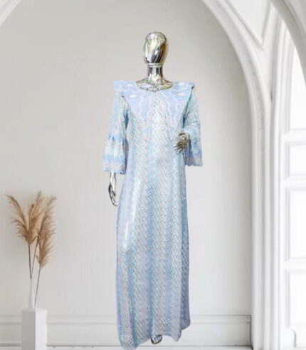 Eri Collection: Blissful Bloom Boubou Kaftan - Handcrafted Embroidery and Radiant Stones