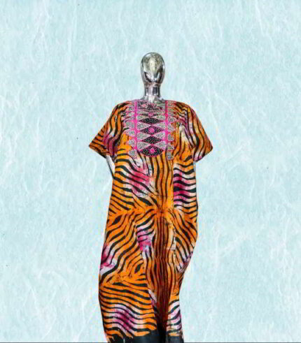 Ewa Collection: Moonlit Majesty Boubou Kaftan - Embellished Beauty with Radiant Stones