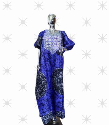 Ewa Collection: Celestial Splendor Boubou Kaftan - Intricate Embroidery and Sparkling Stones