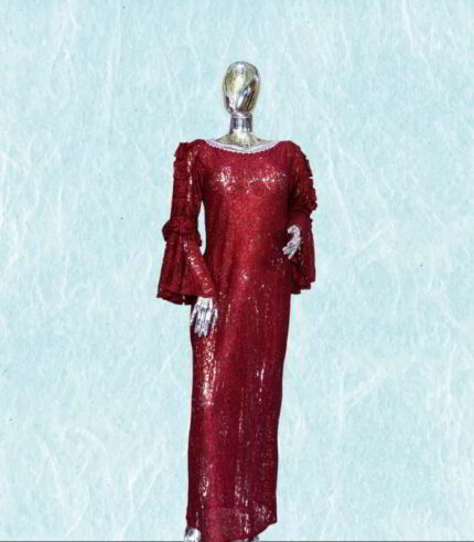 Ezinne Collection: Boubou Kaftan with Adorned Neckline and Elegant Pleated Sleeves