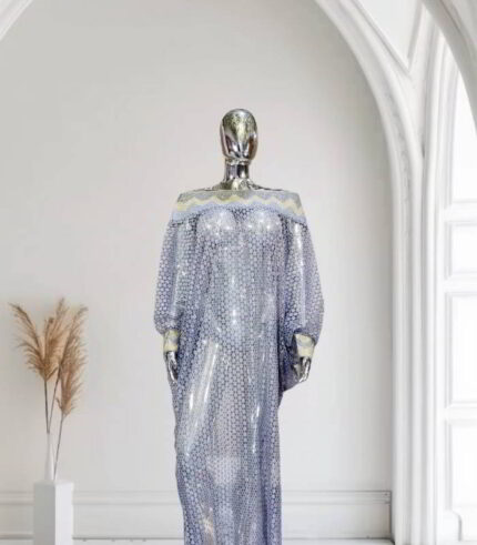 Hodan Collection: Off-shoulder  Abaya Boubou Embellished with Intricate Embroidery