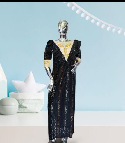 Ife Collection: Radiant Regalia Kaftan - Intricate Embroidery and Lustrous Stonework