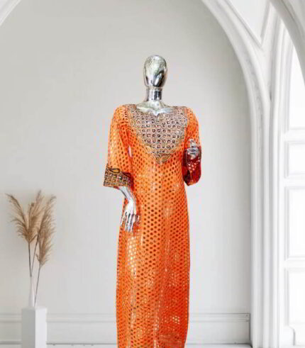 Ibukun Collection: Majestic Mosaic Boubou Kaftan Intricate Embroidery and Sparkling Stones