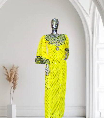 Ibukun Collection: Mystical Melody Boubou Kaftan Handcrafted Embroidery and Radiant Stones