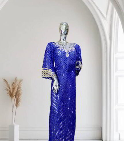 Ibukun Collection: Enchanted Eden Boubou Kaftan - Embroidered Splendor with Twinkling Stones