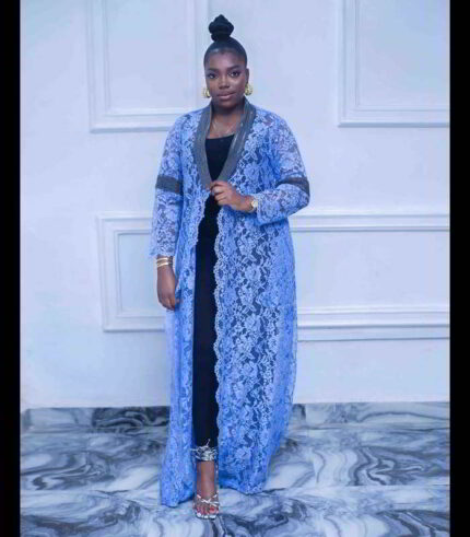 Ini Collection: Kimono with luxurious Aso Oke fabric