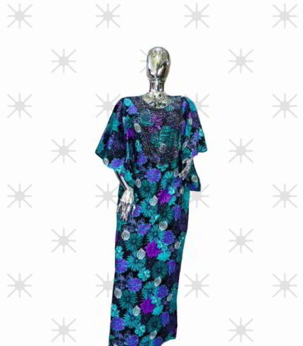 Isioma Collection  - Opulent Beaded Ankara Boubous Kaftan Ensemble with Intricate Embellishments