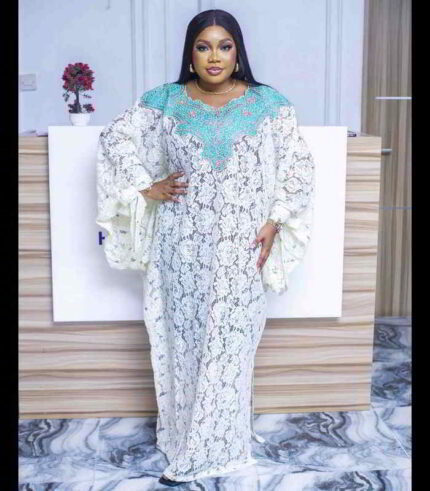 Kiki Collection Abaya Boubou Kaftan: Embroidered Glamour with Luminous Stone Accents