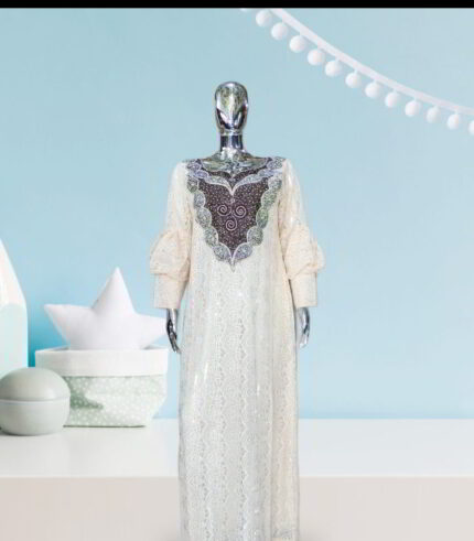 Moronke Collection: Celestial Splendor Kaftan - Handcrafted Embroidery and Sparkling Stones