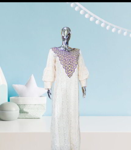 Moronke Collection: Majestic Mosaic Kaftan - Embroidered Elegance with Glistening Stones