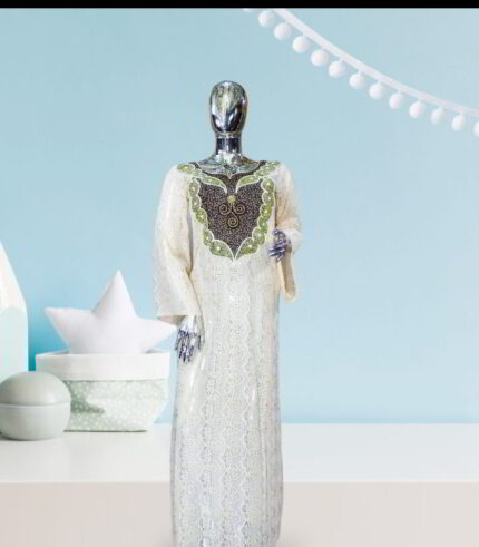 Moronke Collection: Mystic Moonrise Kaftan - Embroidered Opulence with Sparkling Stones