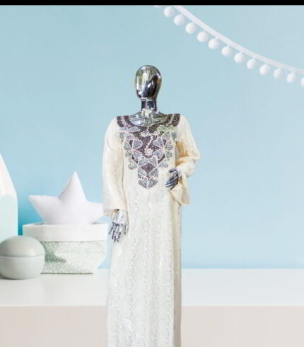 Moronke Collection: Silk Dreams Kaftan - Embellished Embroidery with Dazzling Stones