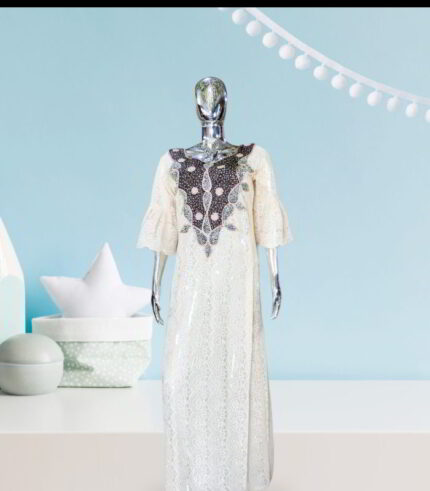 Moronke Collection: Regal Radiance Kaftan - Handcrafted Embroidery and Radiant Stones