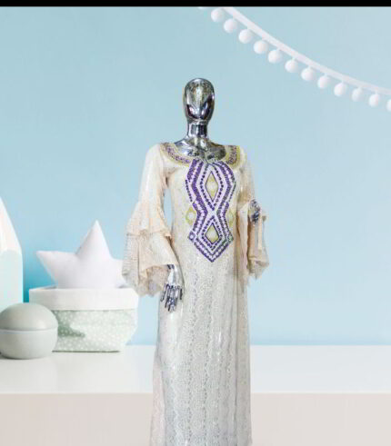 Moronke Collection: Opulent Oasis Kaftan - Intricate Embroidery and Twinkling Stones