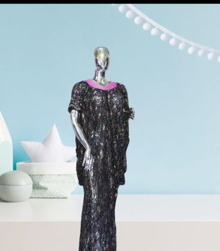 Nkem Collection: Abaya Kaftan with Purple Bead Embellishments