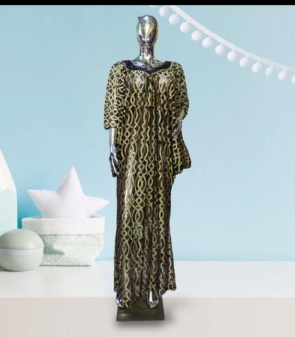 Nkem Collection: Abaya Kaftan with Black Bead Embellishments