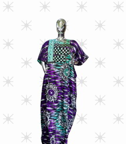 Nifemi Collection: Twilight Tranquility Boubou Kaftan - Embellished Embroidery with Gleaming Stones