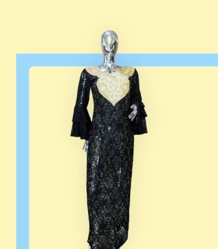 Simi Collection Boubou Kaftan: Embroidered Grace with Dazzling Gemstone Detailing