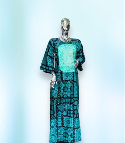 Sope Collection: Embellished Splendor Ankara Boubou - Luxurious Embroidery and Glistening Stones
