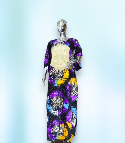Sope Collection: Gilded Elegance Ankara Boubou - Exquisite Embroidery and Sparkling Stones