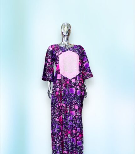 Sope Collection: Majestic Mirage Ankara Boubou - Embroidered Beauty with Shiny Stones