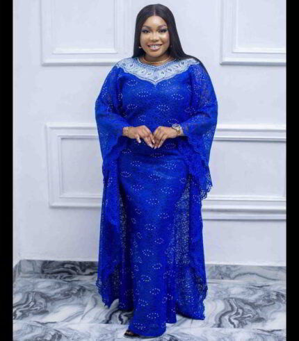 Tiara Collection: Ethereal Enchantment Boubou Kaftan - Embellished Beauty with Gleaming Stones