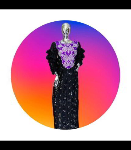 Tomi Collection Boubou Kaftan: Embroidered Elegance with Dazzling Crystal Embellishments