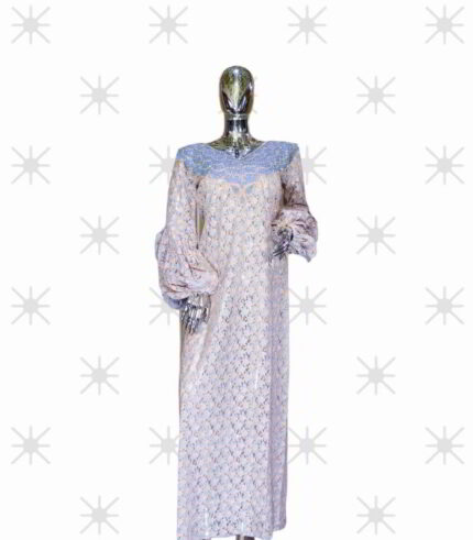 Wura Collection Boubou Kaftan: Embroidered Splendor with Captivating Crystal Embellishments