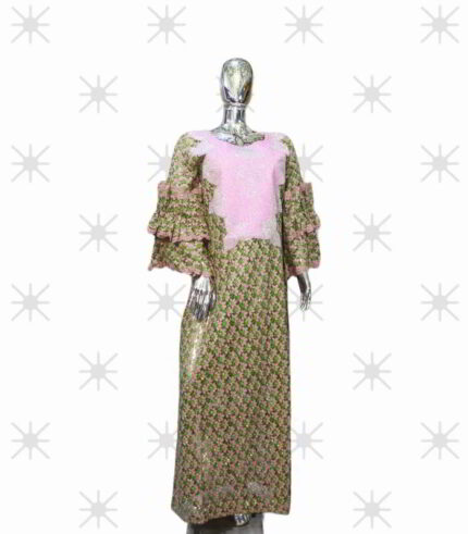 Wura Collection Boubou Kaftan: Embroidered Sophistication with Radiant Rhinestone Detailing