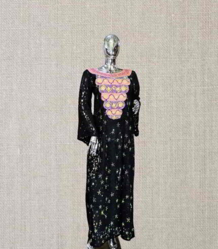 Yimi Collection Boubou Kaftan: Embroidered Sophistication with Mesmerizing Gemstone Accents