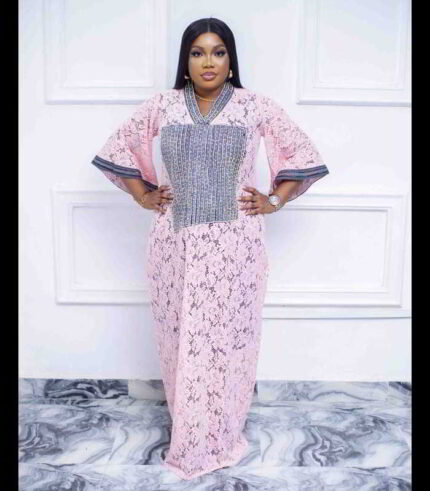 Amarachi Boubou Kaftan: Embroidered Opulence with Captivating Crystal Embellishments