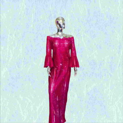 Ezinne Boubou Kaftan: Lace Embellished with a Stylishly Embroidered Neckline