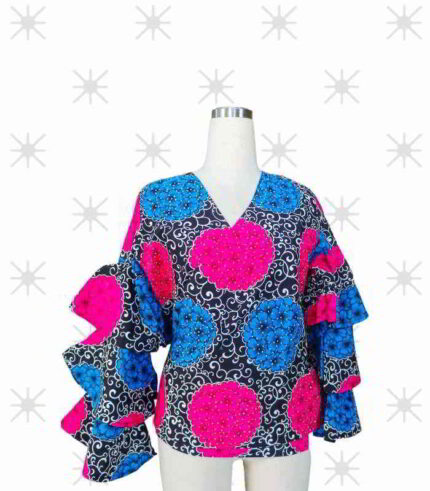 Ime Collection: Ankara Top Adorned with Stunning Gemstones