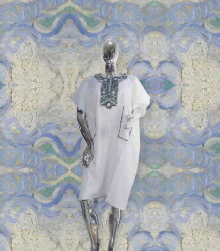 Tiolu Collection: Golden Radiance Danshiki Boubou - Handcrafted Embroidery and Lustrous Stones