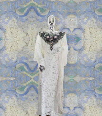 Toke Collection: Radiant Reverie Boubou Kaftan - Intricate Embroidery and Shimmering Stones