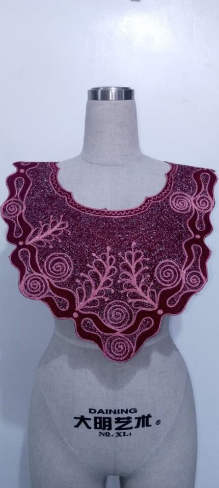 Rosette V-neck Embroidery