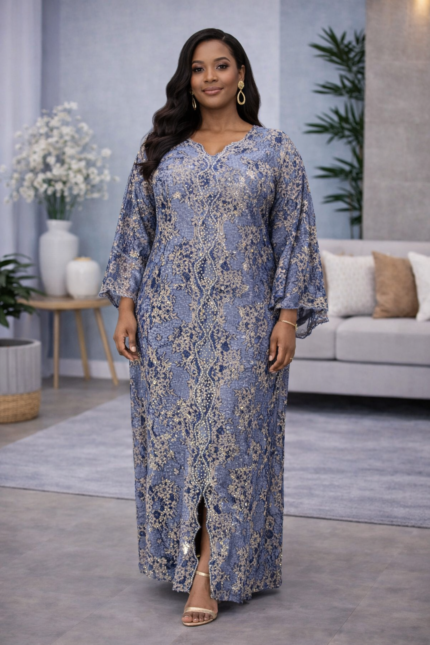 Amarachi Boubou Kaftan: Radiant Rhinestone Detailing